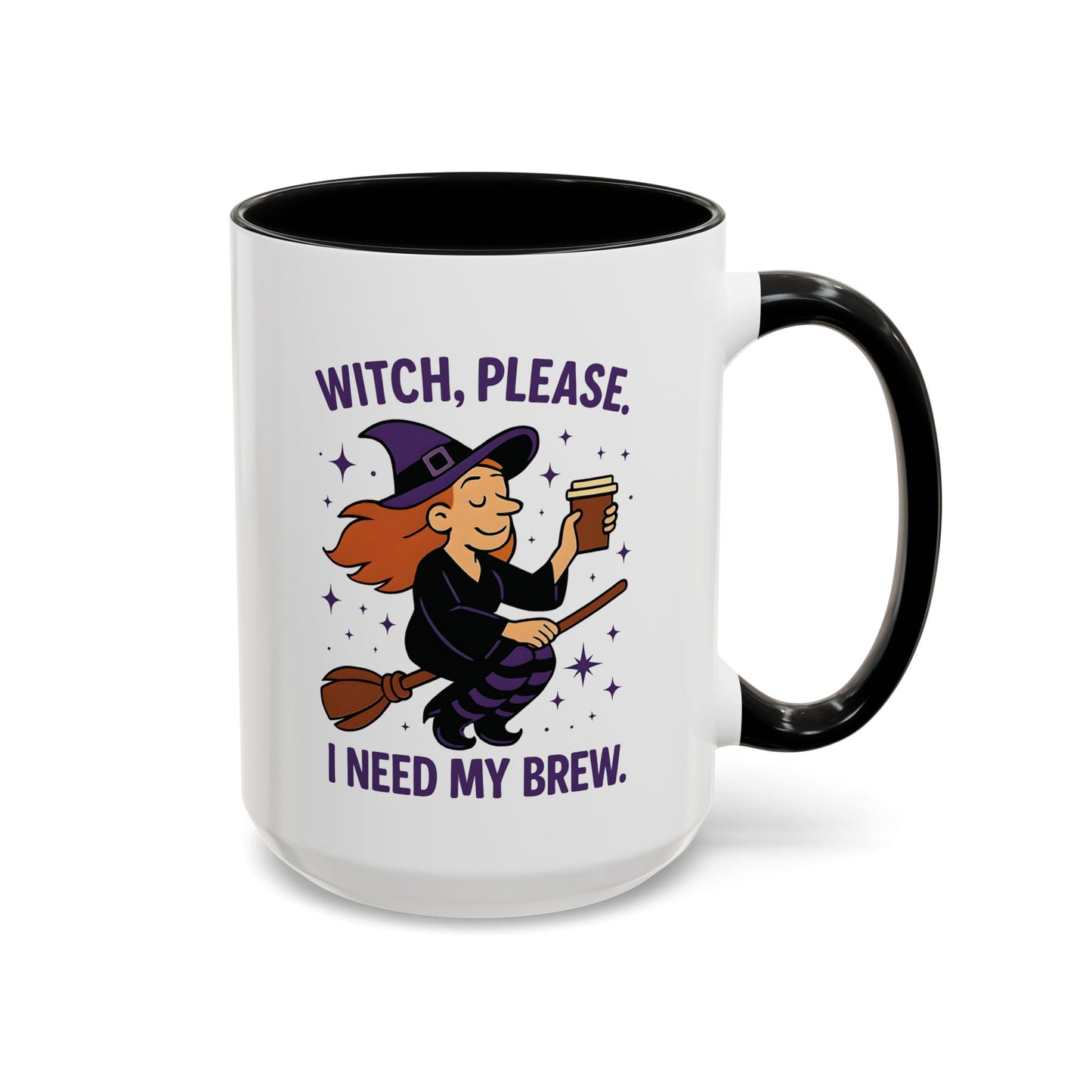 Witch Please I Need My Brew Mug , Funny Halloween Coffee Lover Gift , Flying Witch Fall Aesthetic Spooky Cute, gift for coffee lover, books