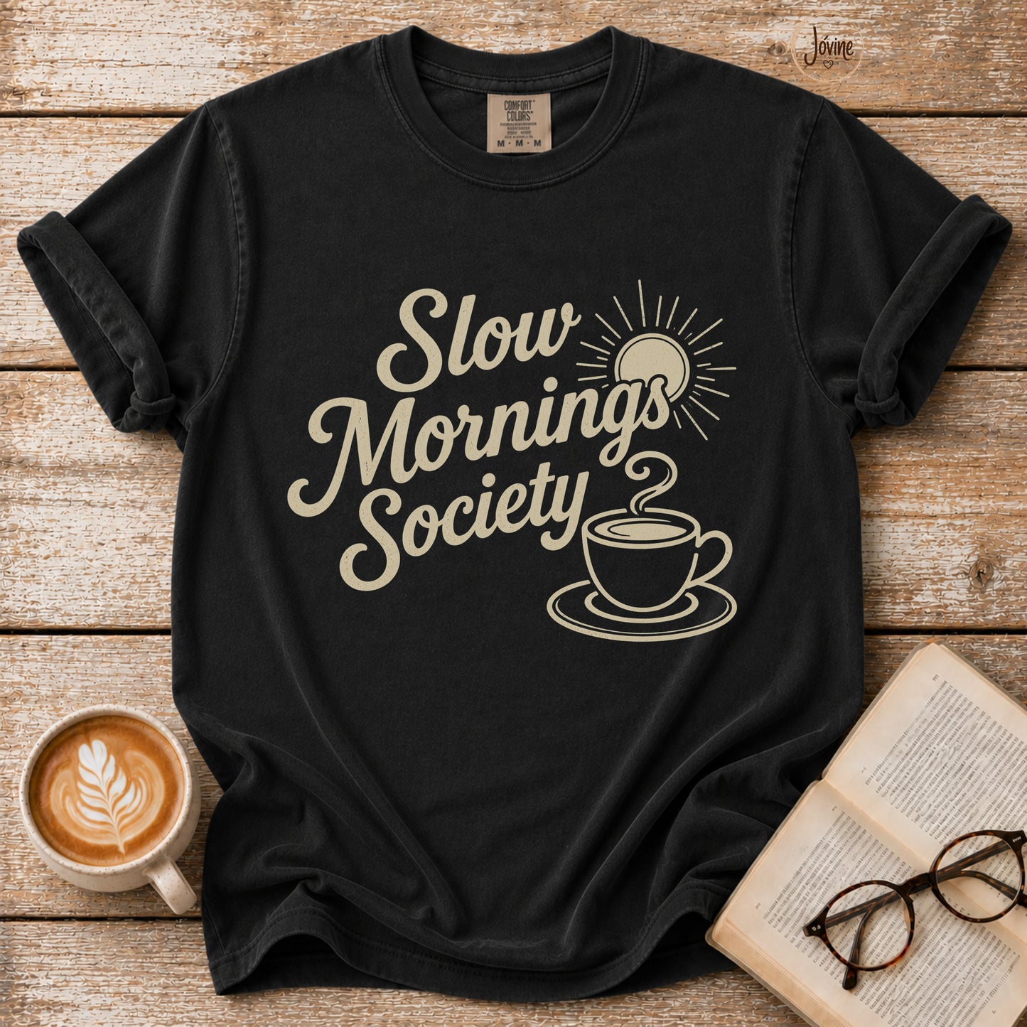 Slow Mornings Society Vintage T-Shirt | Coffee Lover Tee | Retro Coffee Shirt