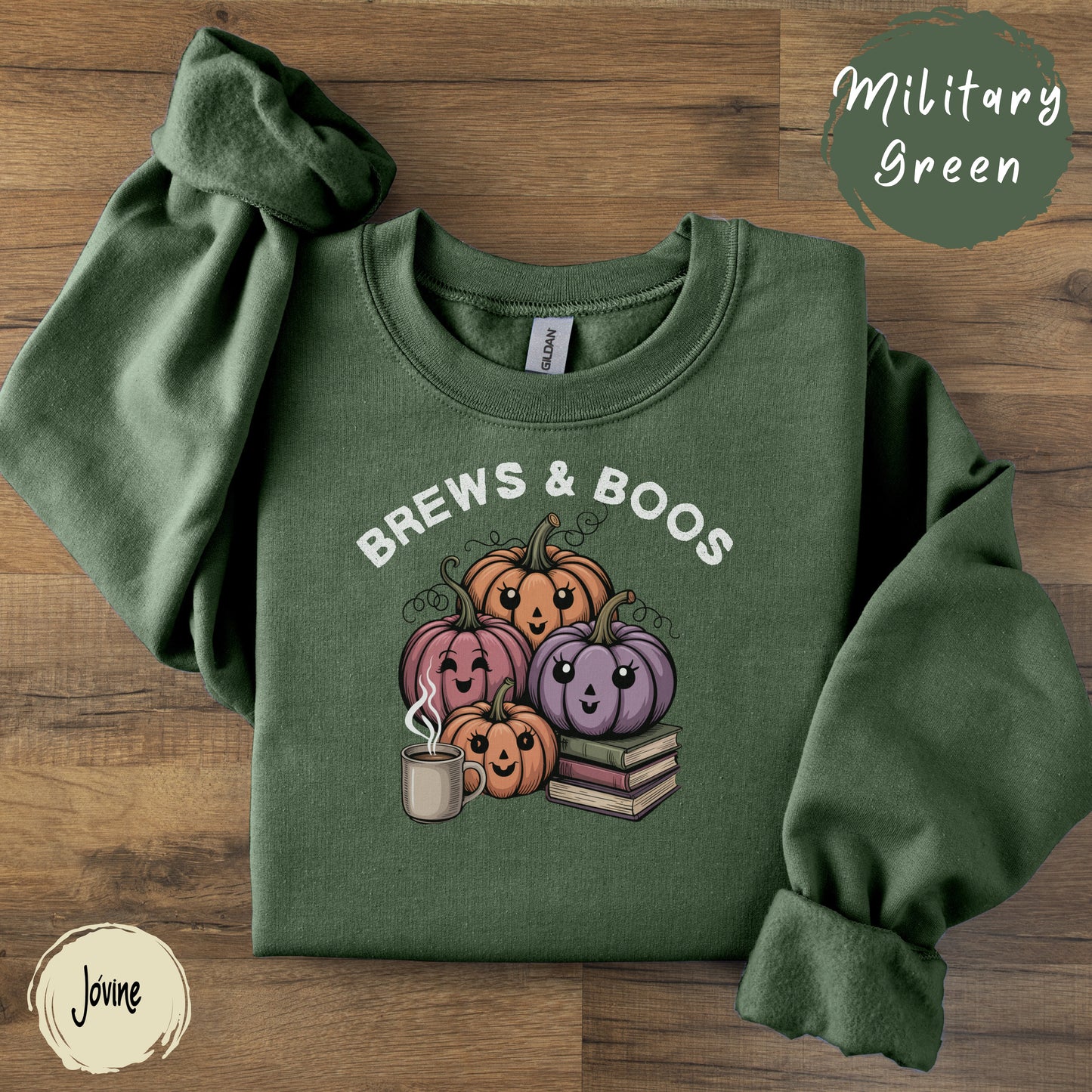 Brews and Boos Halloween Shirt, Cute Pumpkin Coffee Book Tee for Fall, Pumpkin Spice Lovers, Bookworms & Cozy Spooky Season Vibesgift (Copy)