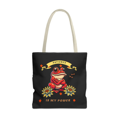 Frogs & Fortitude: "Patience is My Power " Tote Bag