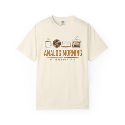 Analog Morning Vintage T-Shirt | Book Lover Retro Tee | Slow Living Graphic Shirt