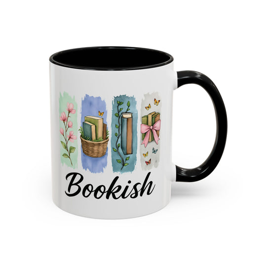 Bookish Mug for Readers, Cute Watercolor coffee mug, coffee Lover Mug with Flowers and Butterflies, Aesthetic Gift for Bookworms,