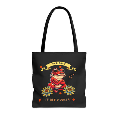 Frogs & Fortitude: "Patience is My Power " Tote Bag