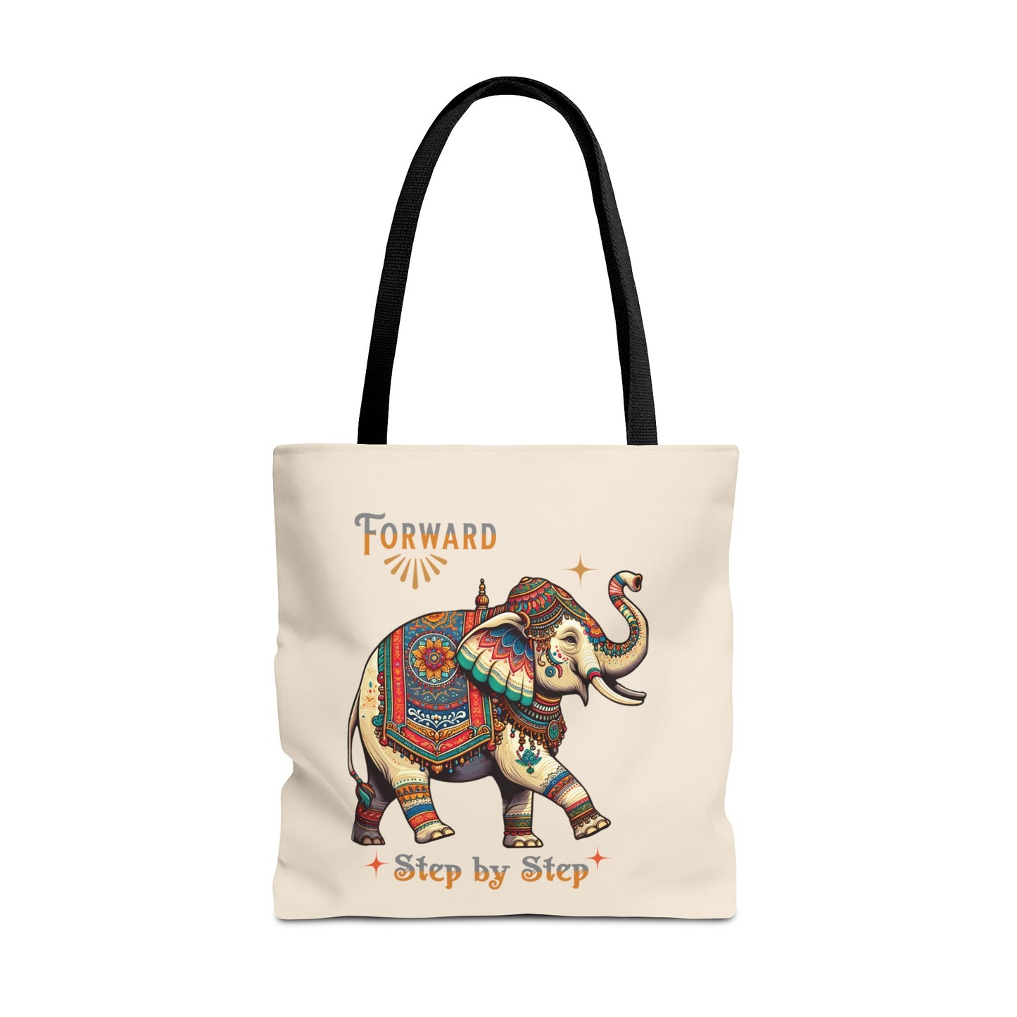 "Forward, Step by Step" Elephant Tote Bag- Natural