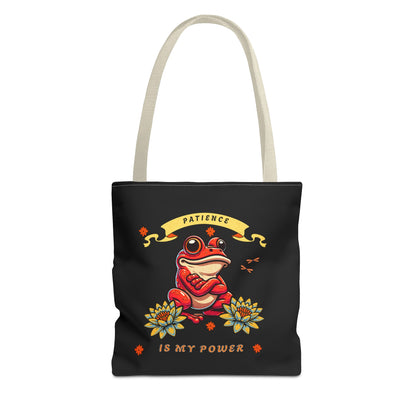 Frogs & Fortitude: "Patience is My Power " Tote Bag