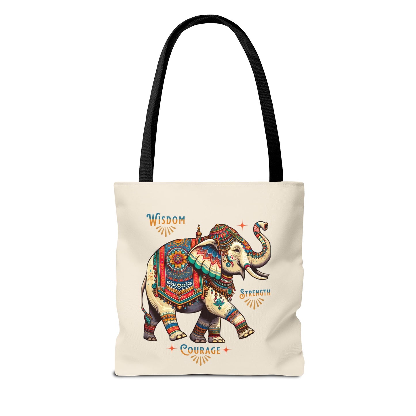 "Wisdom, Strength, Courage"  Elephant Tote Bag