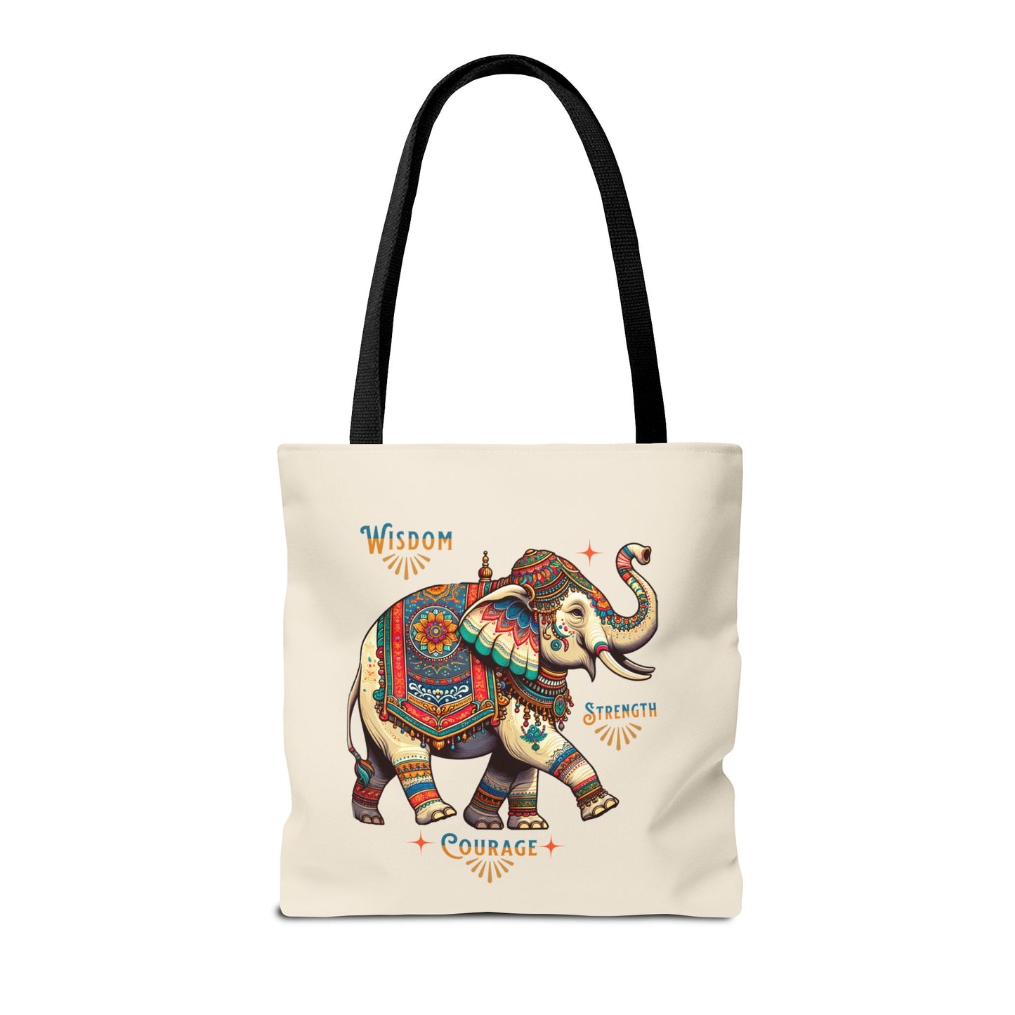 "Wisdom, Strength, Courage"  Elephant Tote Bag