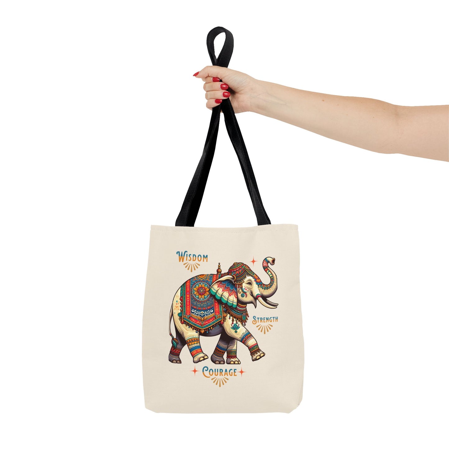 "Wisdom, Strength, Courage"  Elephant Tote Bag