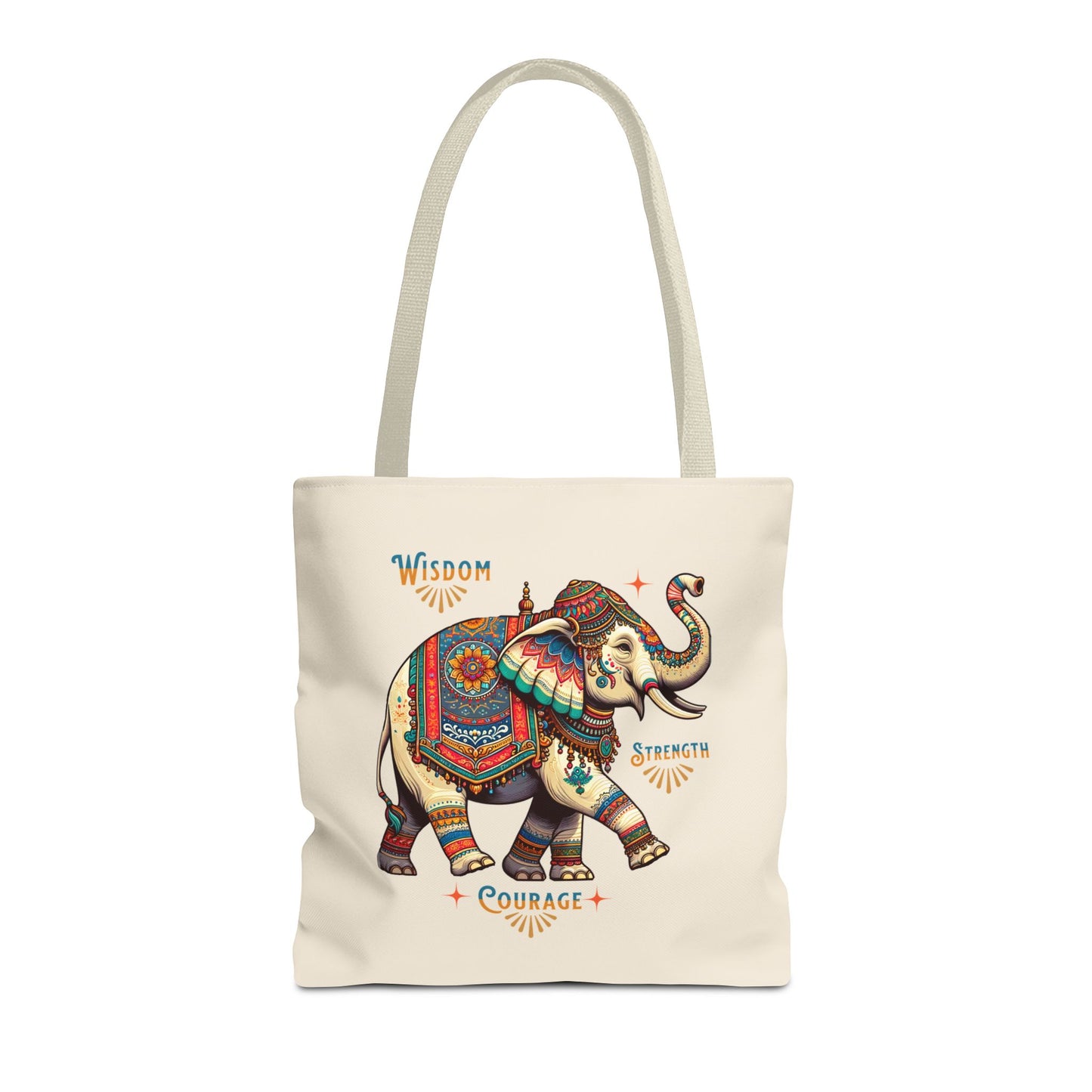 "Wisdom, Strength, Courage"  Elephant Tote Bag