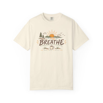 Breathe Vintage T-Shirt | Slow Living Coffee Tee | Nature Inspired Tee