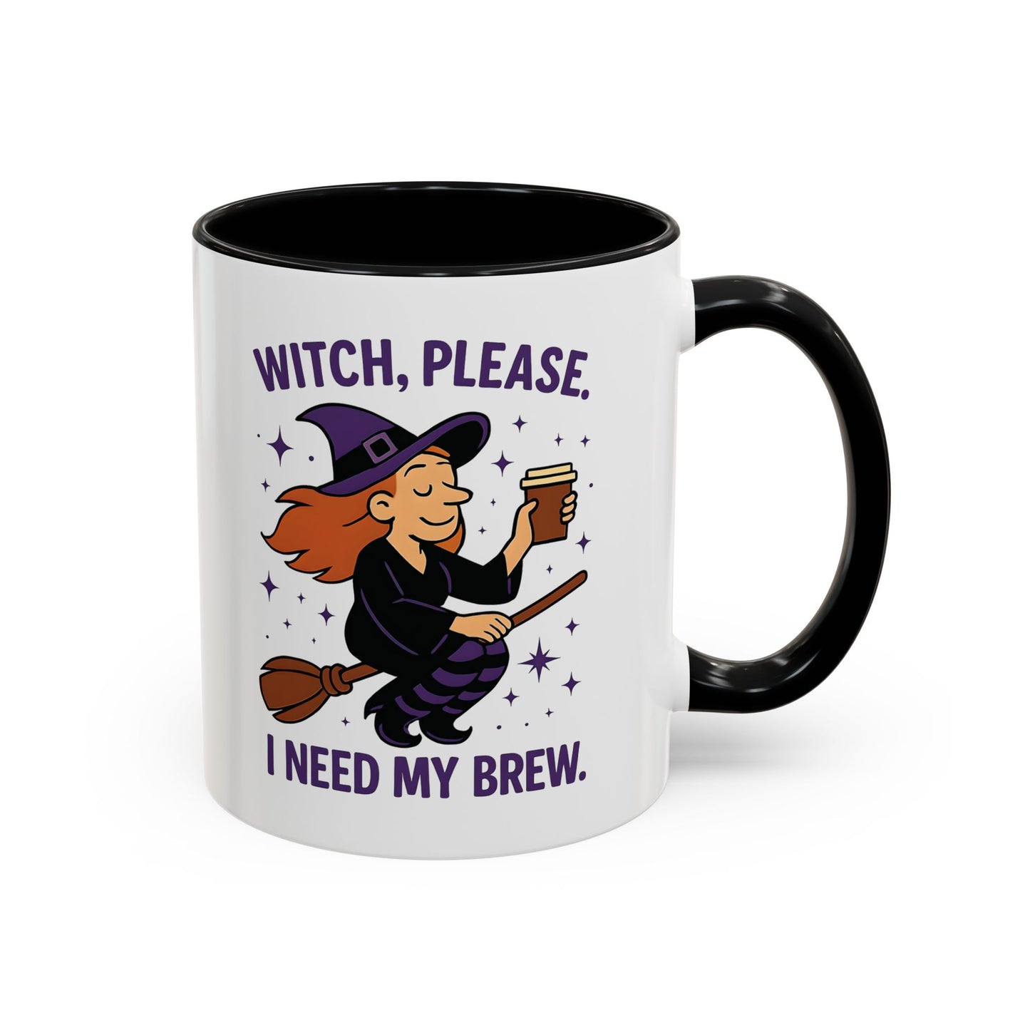 Witch Please I Need My Brew Mug , Funny Halloween Coffee Lover Gift , Flying Witch Fall Aesthetic Spooky Cute, gift for coffee lover, books