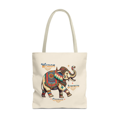 "Wisdom, Strength, Courage"  Elephant Tote Bag