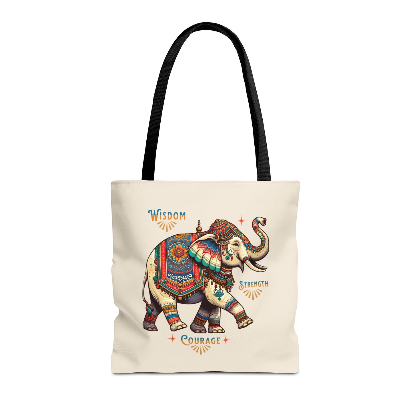 "Wisdom, Strength, Courage"  Elephant Tote Bag