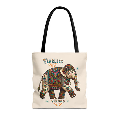 "Fearless,  Strong " Elephant Tote Bag