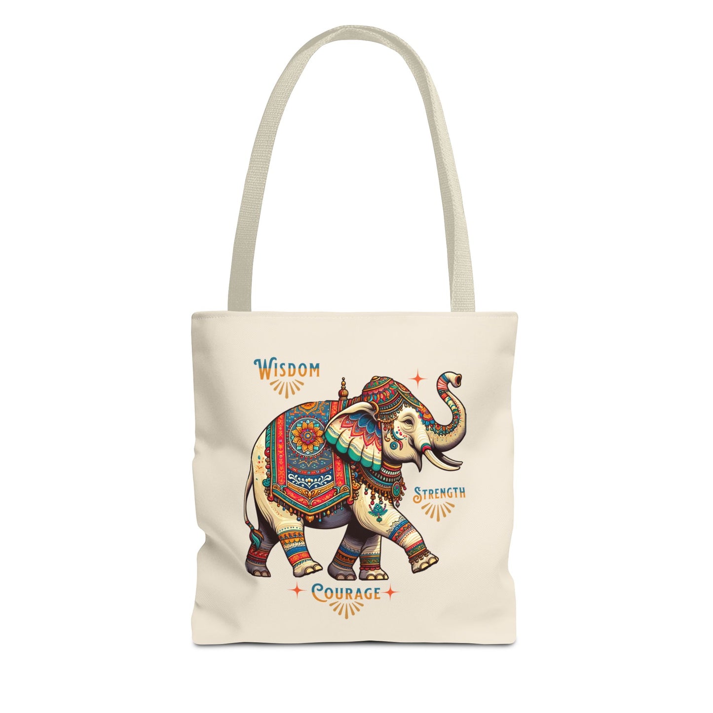 "Wisdom, Strength, Courage"  Elephant Tote Bag