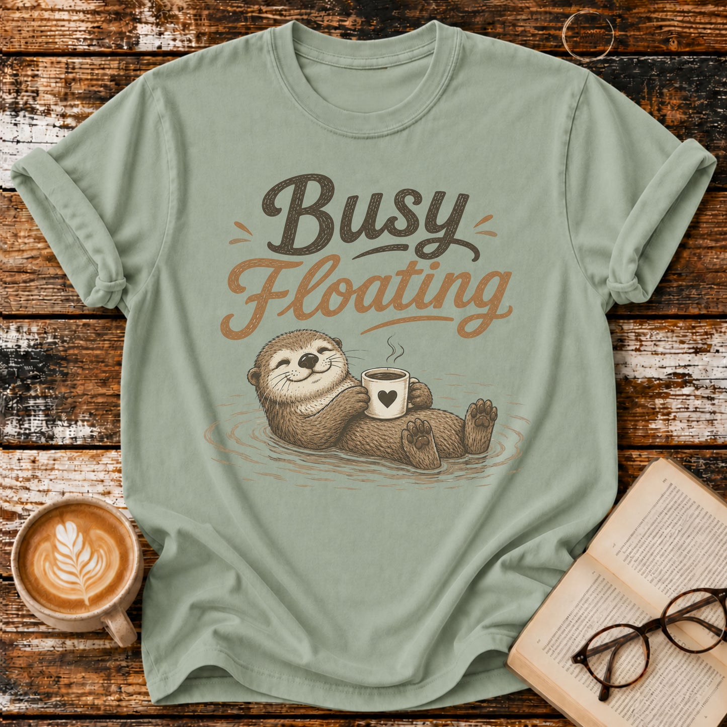 Busy Floating Vintage T-Shirt | Funny Coffee Lover Tee | Slow Living Shirtt
