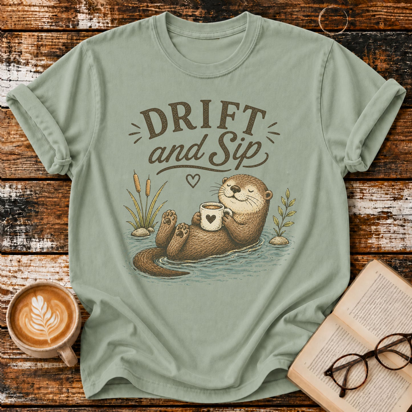 Drift and Sip Vintage T-Shirt | Coffee Lover Tee | Slow Living Shirt