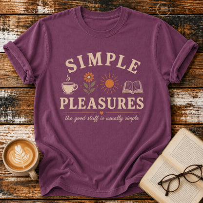 Simple Pleasures Vintage T-Shirt | Book Lover Coffee Tee | Cozy Slow Living Shirt