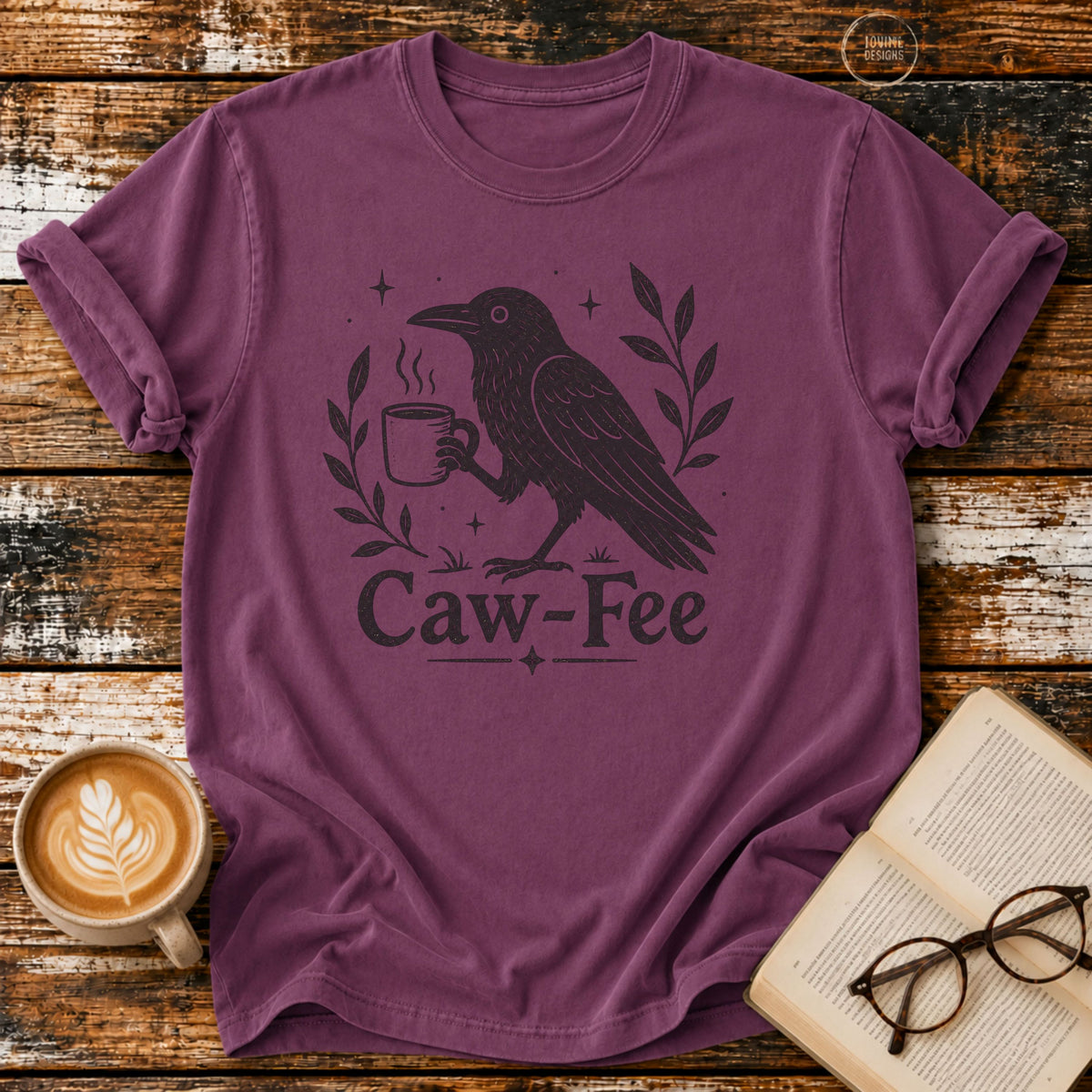 Caw-Fee Vintage T-Shirt | Funny Coffee Lover Tee | Crow Graphic Shirt  Caw-Fee Tee