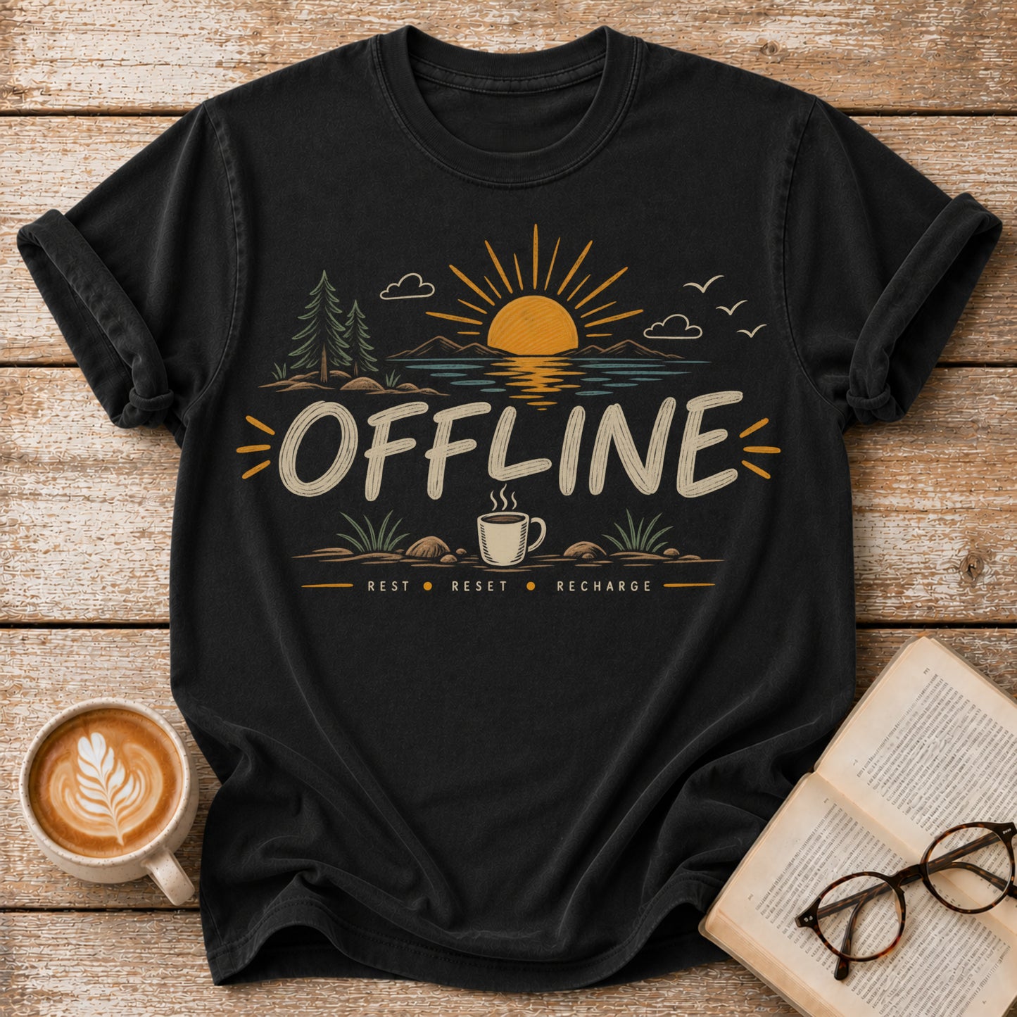 Offline Vintage T-Shirt | Slow Living Graphic Tee | Nature Lover Shirt