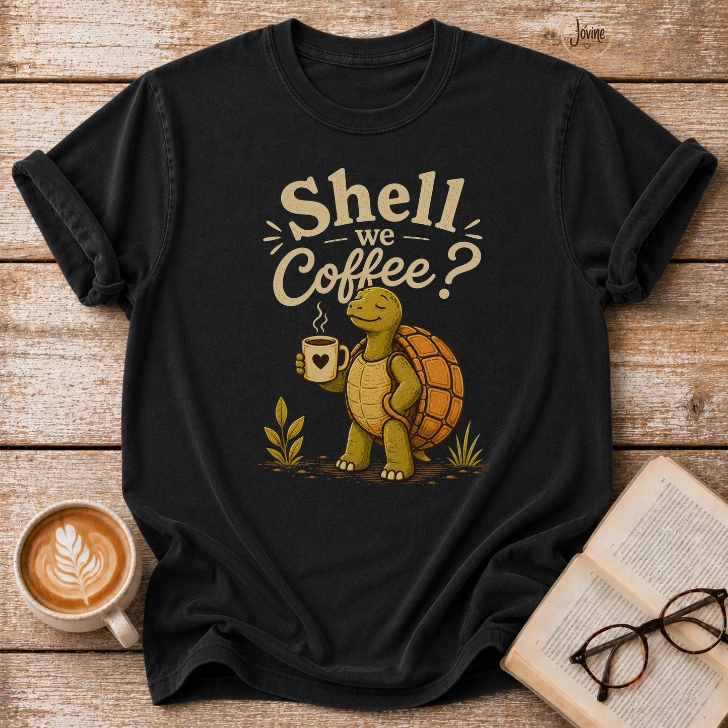 Shell We Coffee? Vintage T-Shirt | Funny Coffee Lover Tee | Slow Living Shirt