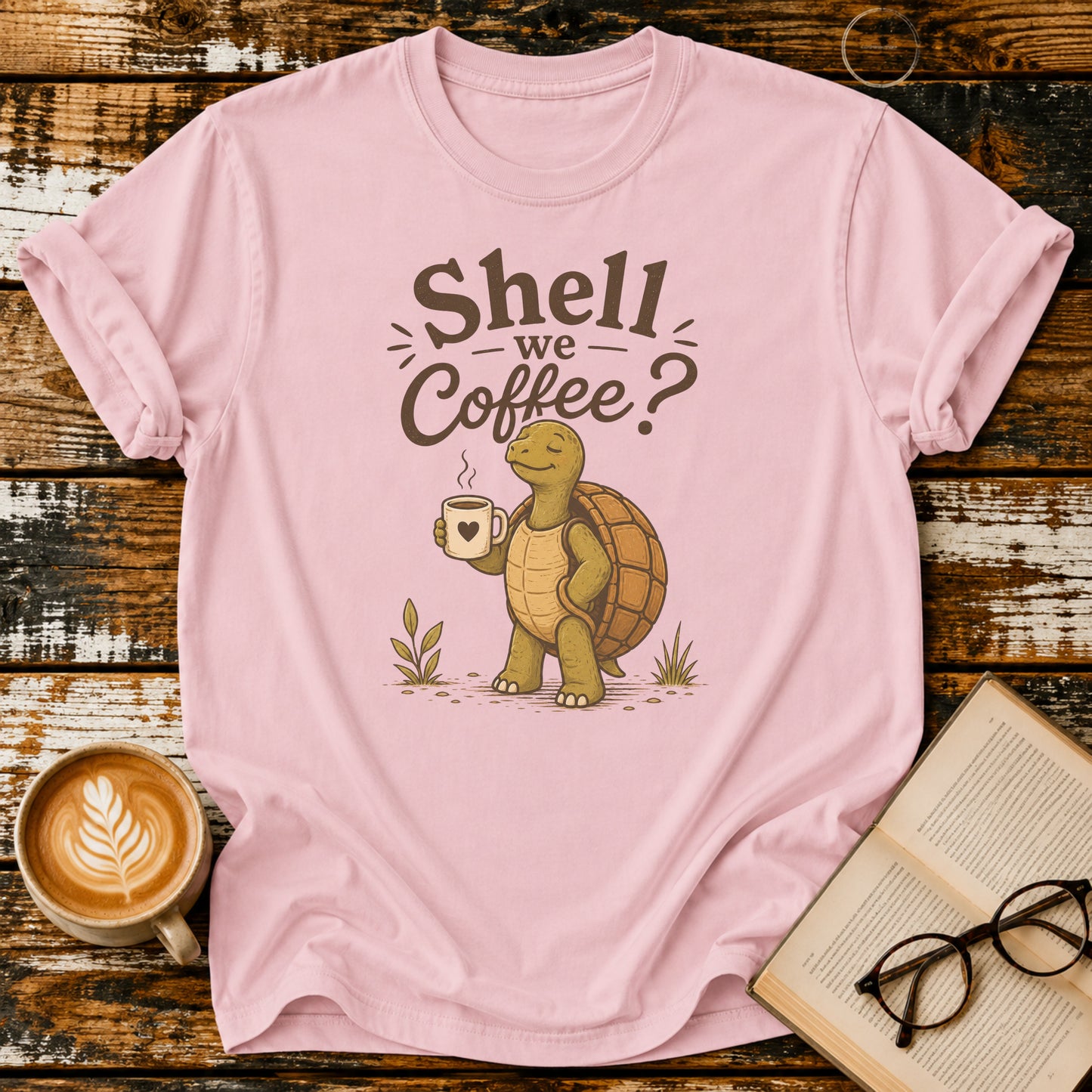 Shell We Coffee? Vintage T-Shirt | Funny Coffee Lover Tee | Slow Living Shirt