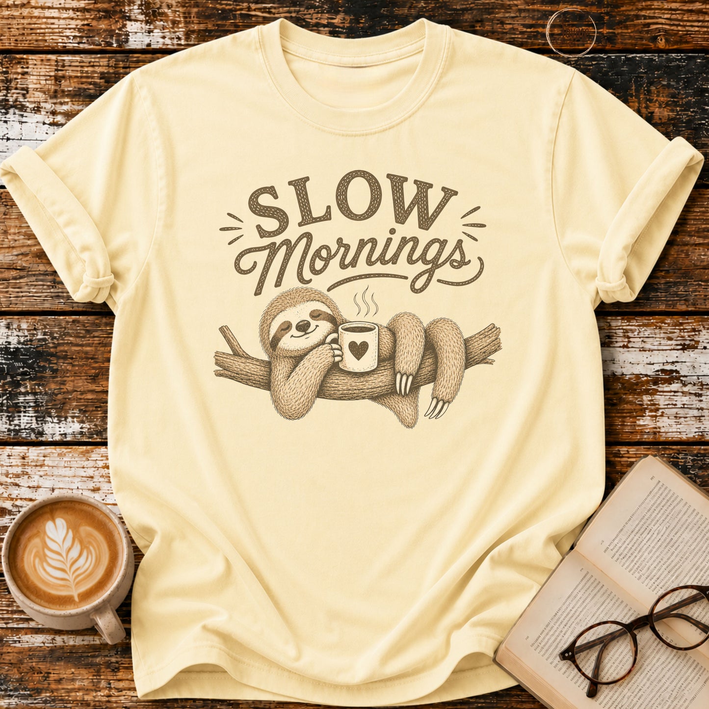 Slow Mornings Vintage T-Shirt | Coffee Lover Tee | Sloth T- Shirt