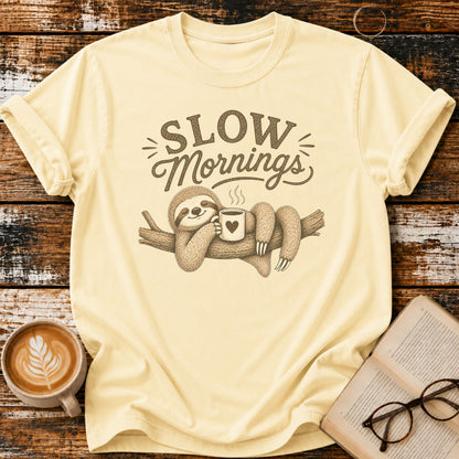 Slow Mornings Vintage T-Shirt | Coffee Lover Tee | Sloth T- Shirt