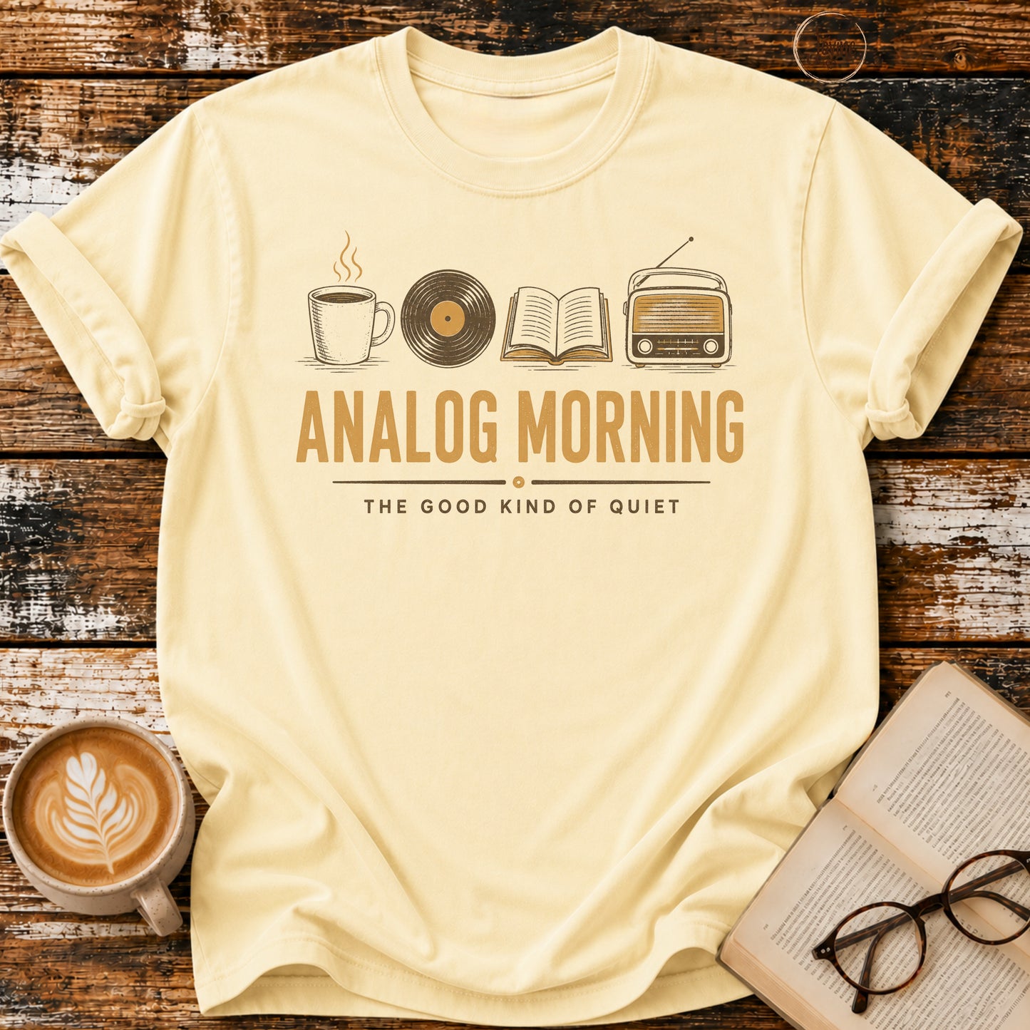 Analog Morning Vintage T-Shirt | Book Lover Retro Tee | Slow Living Graphic Shirt