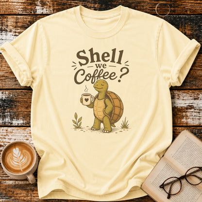 Shell We Coffee? Vintage T-Shirt | Funny Coffee Lover Tee | Slow Living Shirt