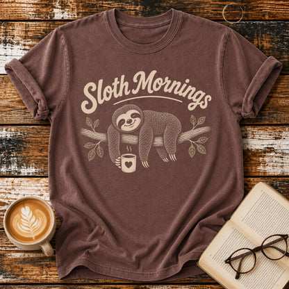 Sloth  Mornings Vintage T-Shirt | Sloth Lover Tee | Slow Living Shirt
