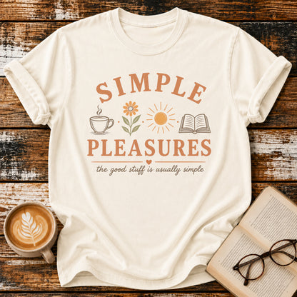 Simple Pleasures Vintage T-Shirt | Book Lover Coffee Tee | Cozy Slow Living Shirt
