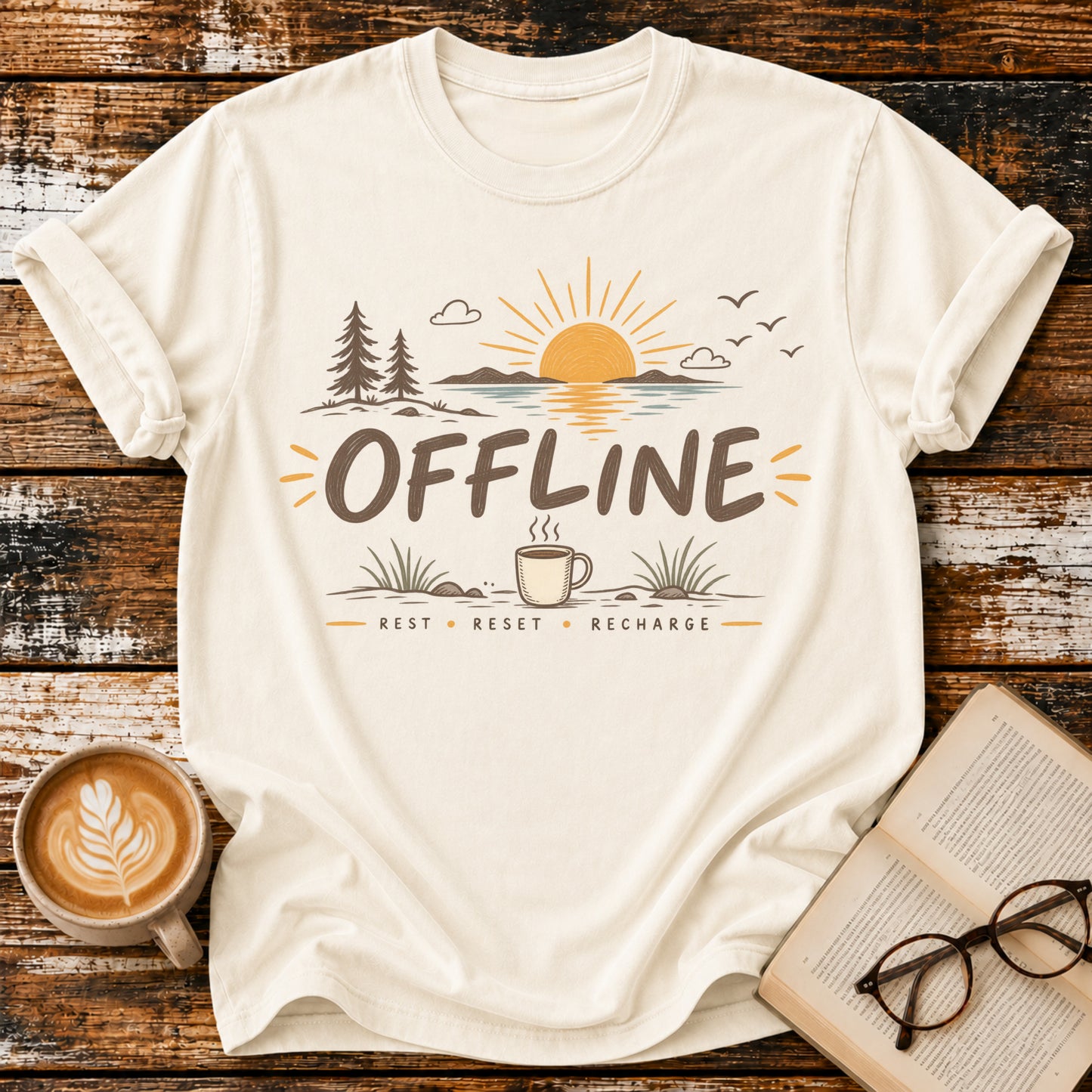 Offline Vintage T-Shirt | Slow Living Graphic Tee | Nature Lover Shirt