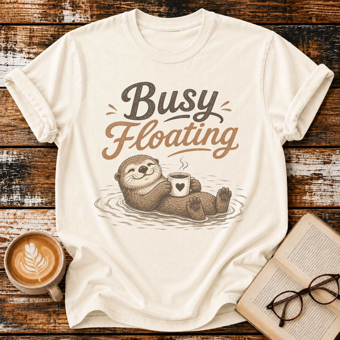 Busy Floating Vintage T-Shirt | Funny Coffee Lover Tee | Slow Living Shirtt
