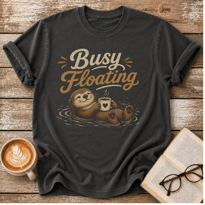 Busy Floating Vintage T-Shirt | Funny Coffee Lover Tee | Slow Living Shirtt