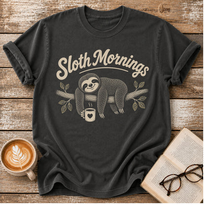 Sloth  Mornings Vintage T-Shirt | Sloth Lover Tee | Slow Living Shirt