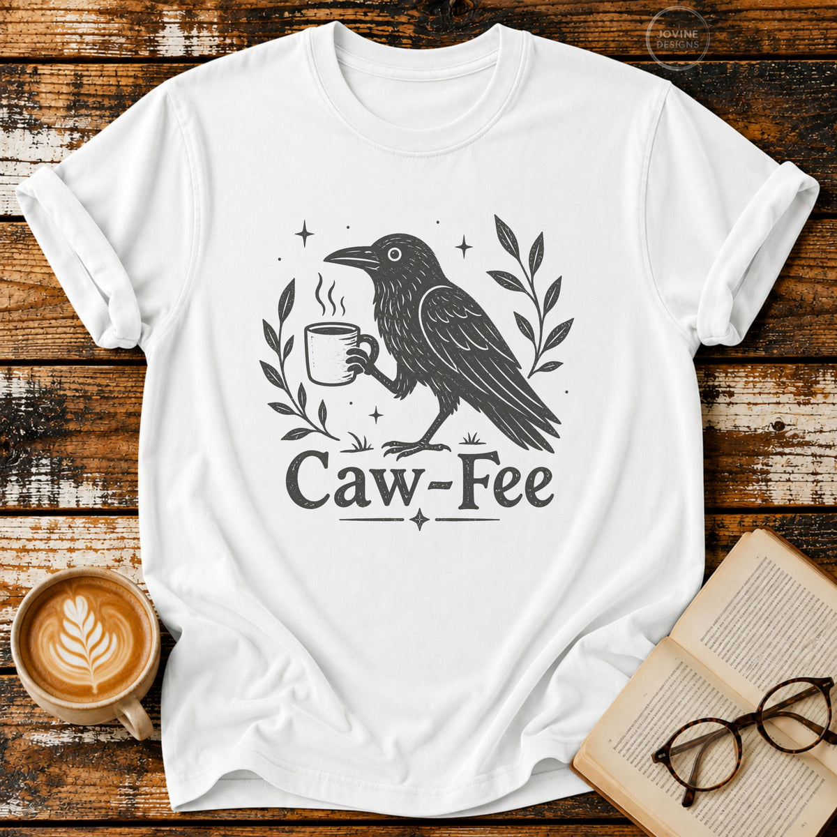 Caw-Fee Vintage T-Shirt | Funny Coffee Lover Tee | Crow Graphic Shirt  Caw-Fee Tee