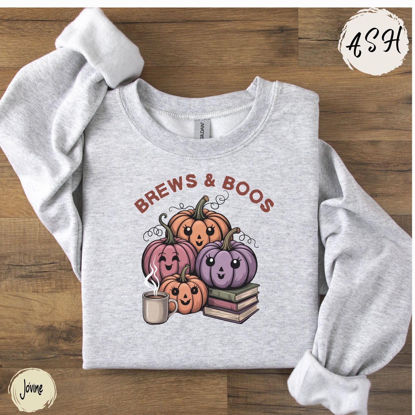 Brews and Boos Halloween Shirt, Cute Pumpkin Coffee Book Tee for Fall, Pumpkin Spice Lovers, Bookworms & Cozy Spooky Season Vibesgift (Copy)