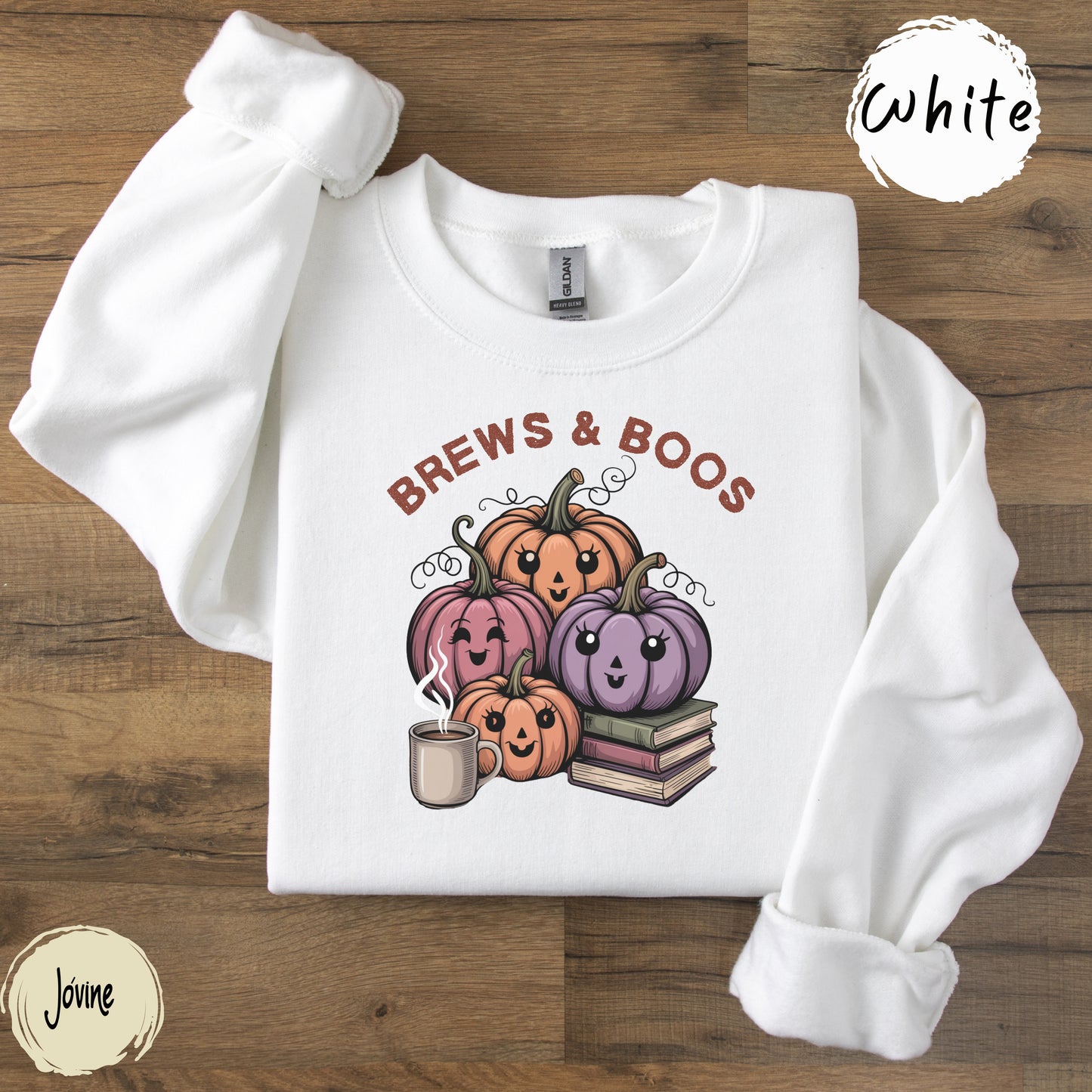 Brews and Boos Halloween Shirt, Cute Pumpkin Coffee Book Tee for Fall, Pumpkin Spice Lovers, Bookworms & Cozy Spooky Season Vibesgift (Copy)