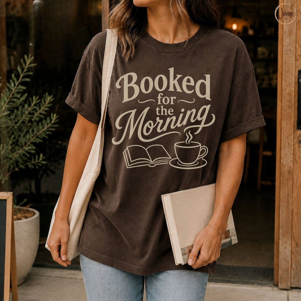 Booked for the Morning T-Shirt | Vintage Book Lover Graphic Tee | Coffee & Books Shirt