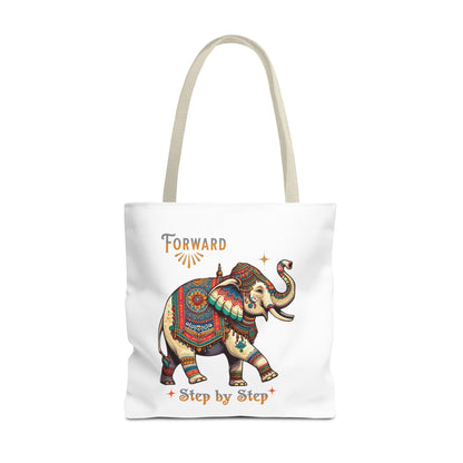 "Forward, Step by Step" Elephant Tote Bag- Natural