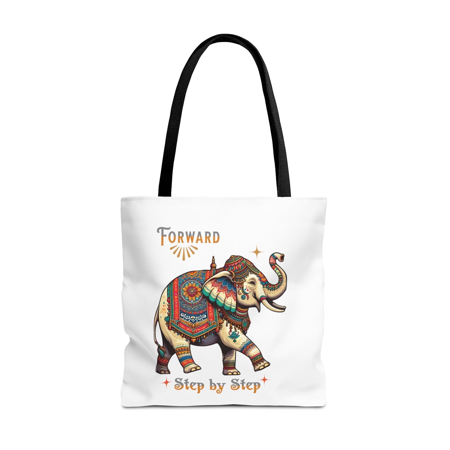 "Forward, Step by Step" Elephant Tote Bag- Natural