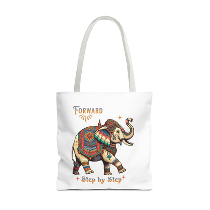 "Forward, Step by Step" Elephant Tote Bag- Natural