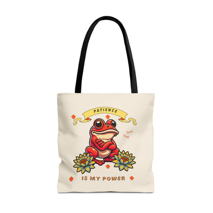 Frogs & Fortitude: "Patience is My Power " Tote Bag