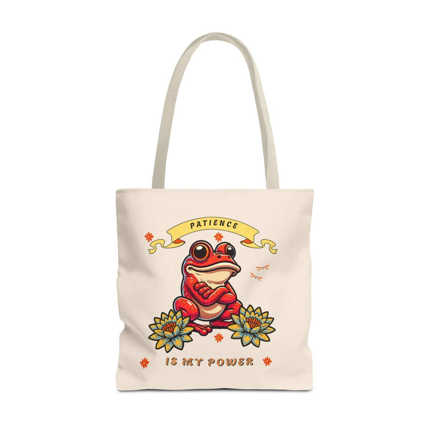 Frogs & Fortitude: "Patience is My Power " Tote Bag