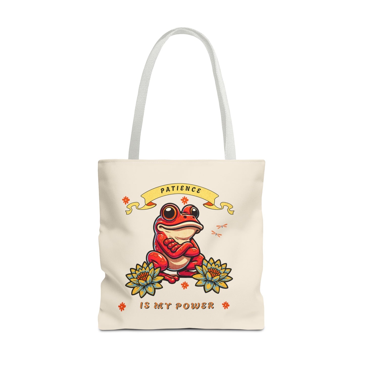 Frogs & Fortitude: "Patience is My Power " Tote Bag