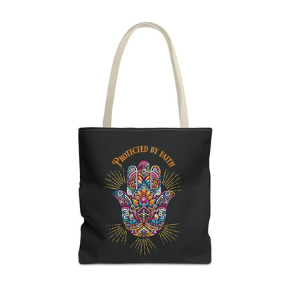 "Protected by Faith "  Hamsa Hand Tote Bag