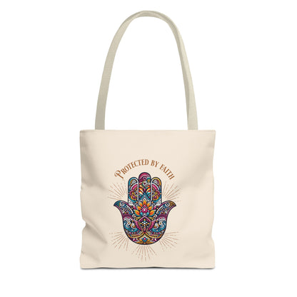 "Protected by Faith "  Hamsa Hand Tote Bag