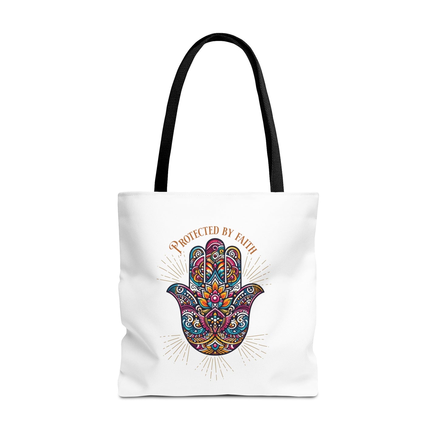 "Protected by Faith "  Hamsa Hand Tote Bag