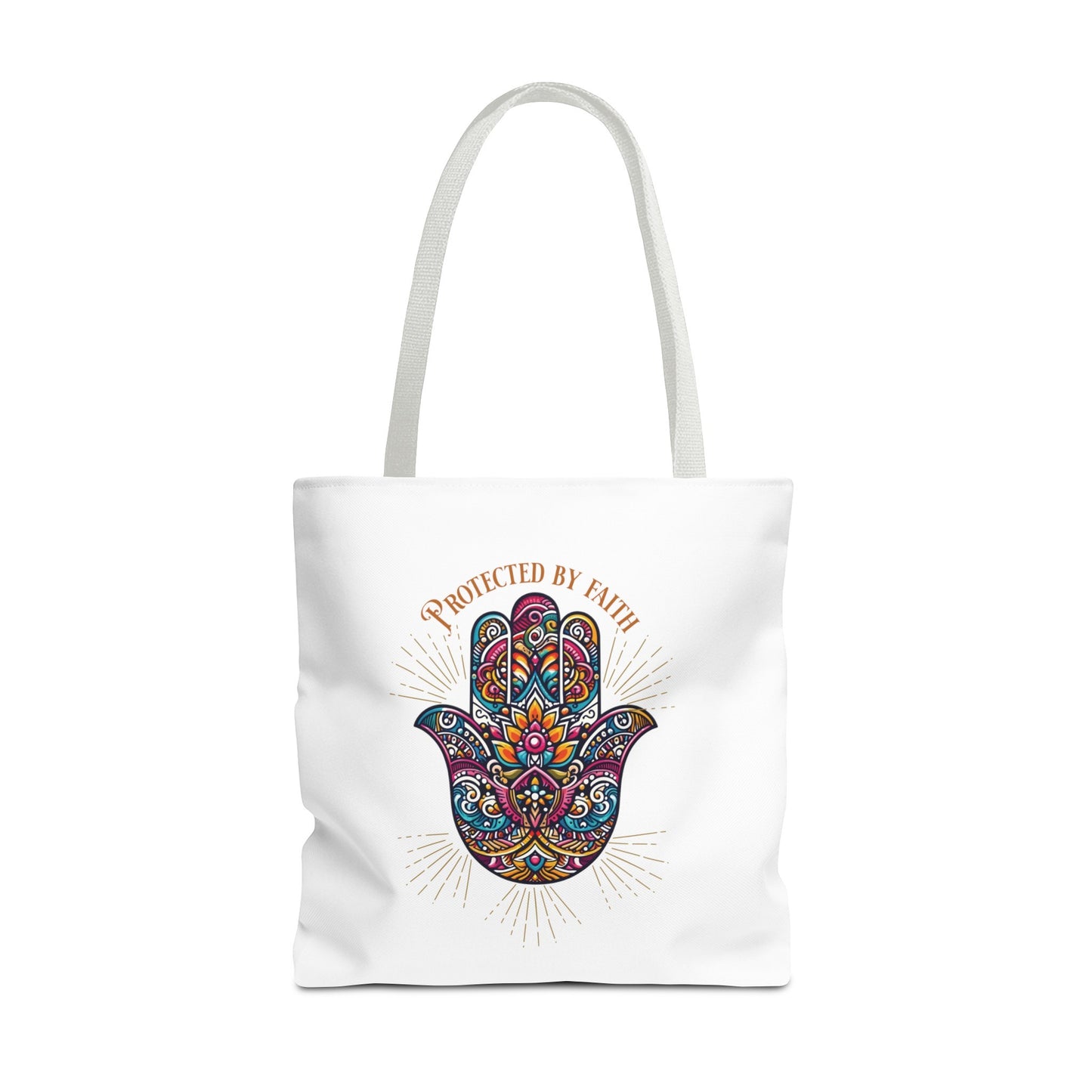 "Protected by Faith "  Hamsa Hand Tote Bag